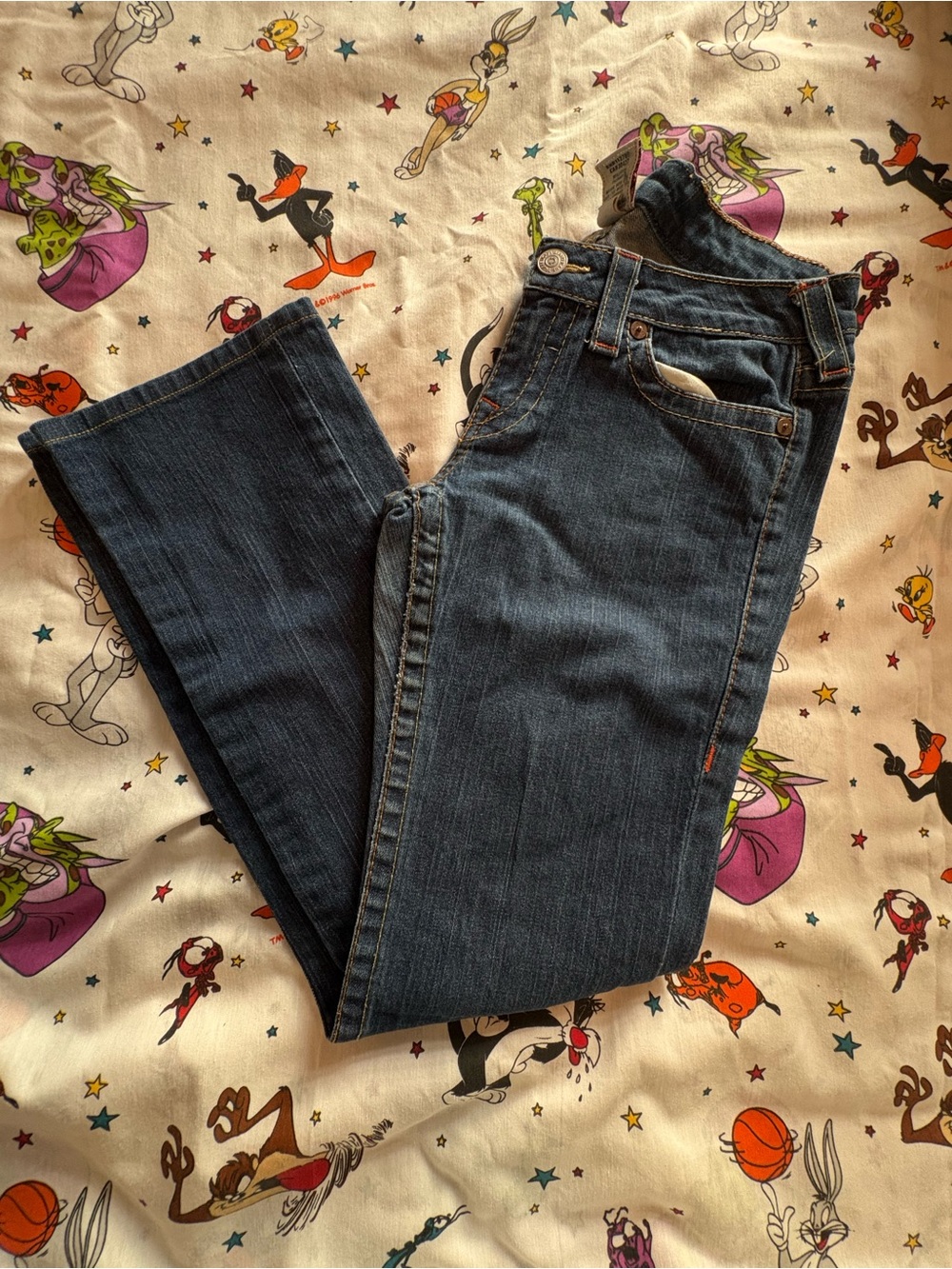 True Religion Indigo Blue Denim Jeans with Contrast Stitching
